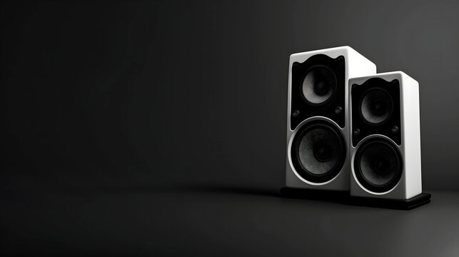 Altavoces negros en fondo oscuro