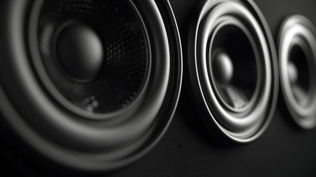 Altavoces negros en fondo oscuro