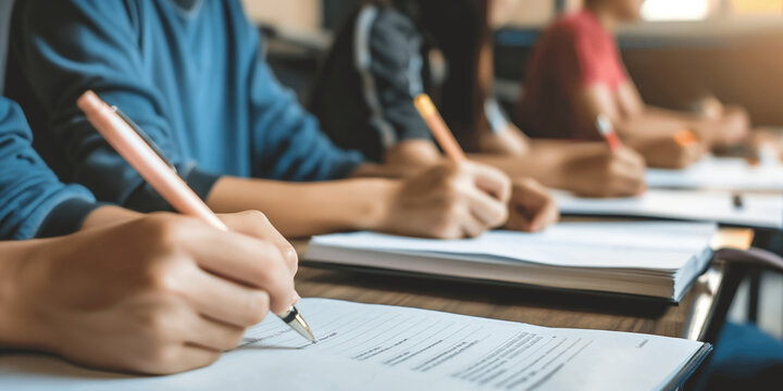 Junge Sch&uuml;ler Studenten bei Abschlusspr&uuml;fung