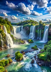 Fototapeta premium Waterfall in Stunning Natural Landscape for Background or Poster