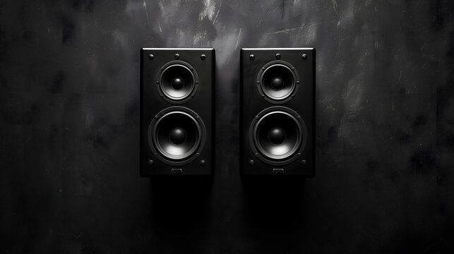 Altavoces negros en fondo oscuro