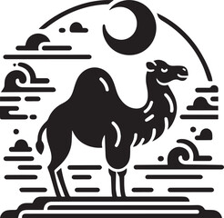 Camel Silhouette Vector Illustration with Background 