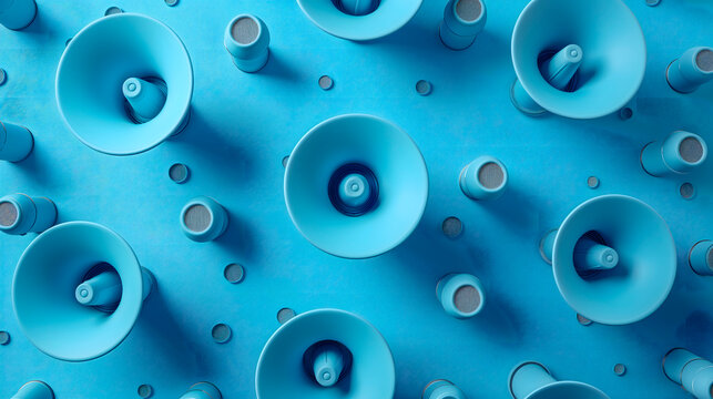 Altavoces azules en fondo azul