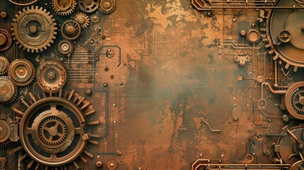 Naklejka premium Steampunk Gears and Cogs Background.
