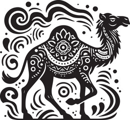 Camel Silhouette Vector Illustration with Background 