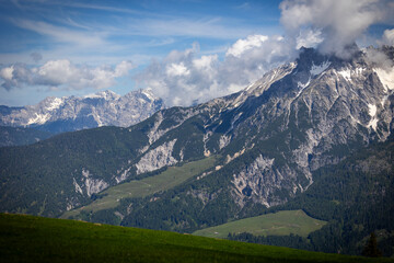 View on a mountain range in Austria