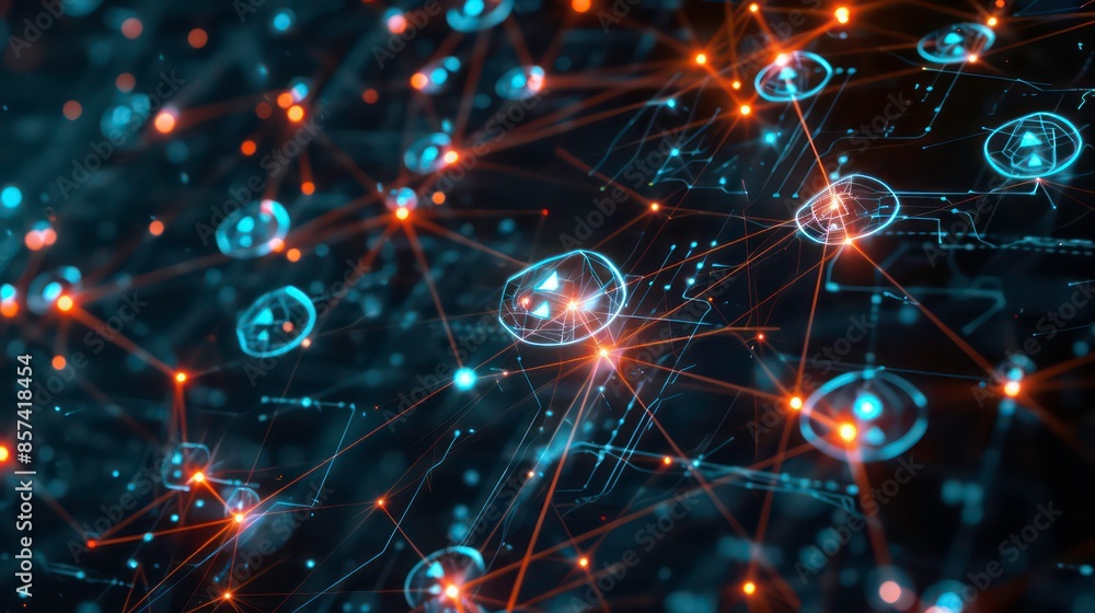Poster futuristic technology trend in machine learning concept. connection neural network 5g community in s