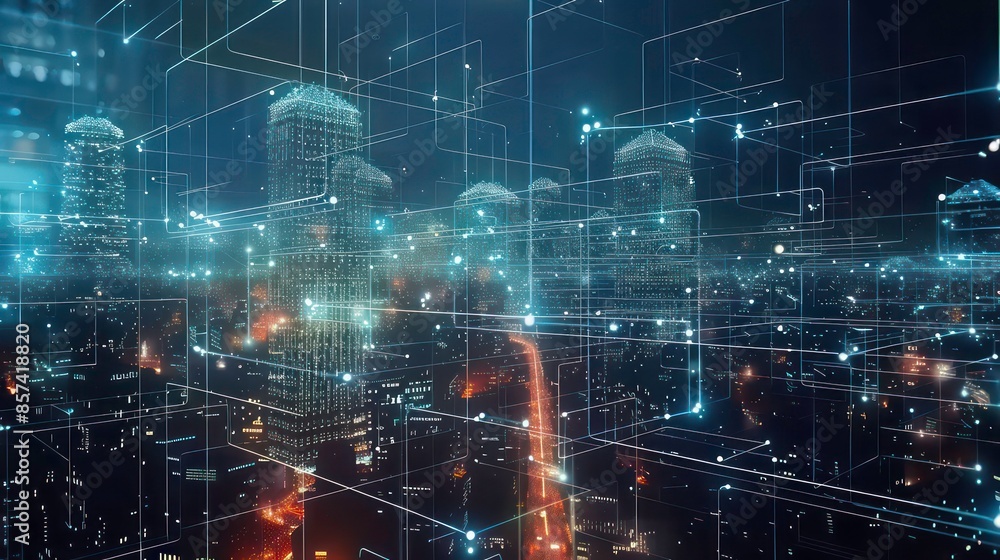 Poster futuristic technology trend in machine learning concept. connection neural network 5g community in s
