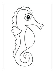 Hand Drawn Sea animal Outline Illustration for coloring page