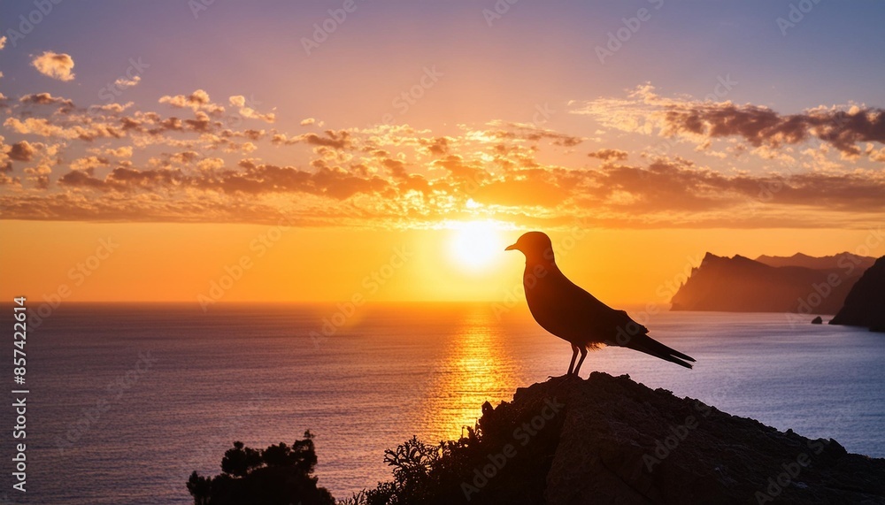 Sticker sunset bird inspirational surreal nature uplifting hope ocean sunrise silhouette