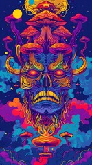Abstract vector art of a powerful humanoid villain in pale grey armor