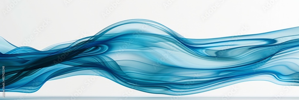 Poster a close-up photograph of a blue abstract wave pattern against a white background. the image is captu