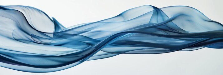 A studio photograph capturing a flowing blue wave pattern with subtle variations against a clean white background