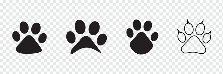Fototapeta premium Set of different animal paw. 