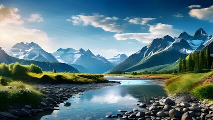 JPG Earth Healing, Realistic, Real World, Mountains and River