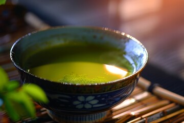 Organic matcha tea in a bowl