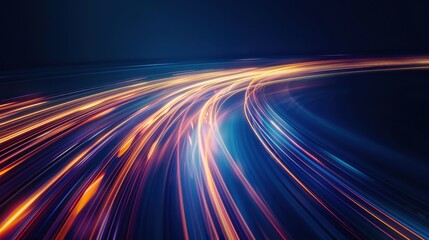 A captivating abstract design featuring vibrant, swirling lines of light against a dark background, evoking a sense of speed and movement.