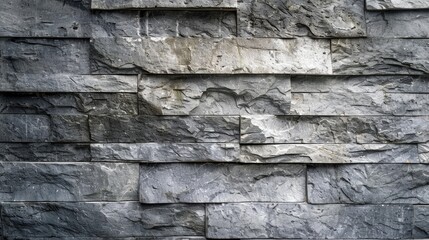 Fototapeta premium Modern background texture with rough stone template on gray striped cement wall