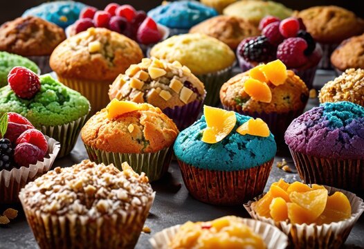 delicious array freshly baked muffins various flavors textures, assorted, mouthwatering, treats, sweet, bakery, delights, pastry, assortment, delectable, options