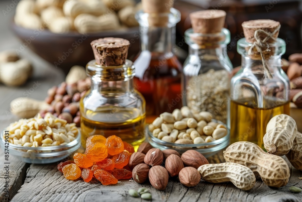 Wall mural Peanuts used for making oil and butter ideal for nutrition and condiments Concept includes dried fruit and food