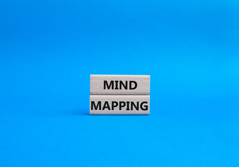 Mind Mapping symbol. Concept word Mind Mapping on wooden blocks. Beautiful blue background. Business and Mind Mapping concept. Copy space