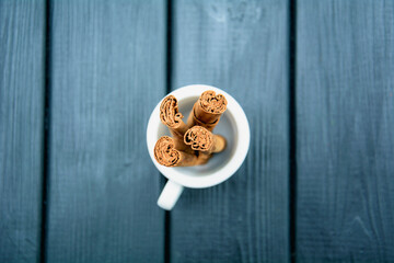 Fresh real cinnamon sticks on a beautiful background