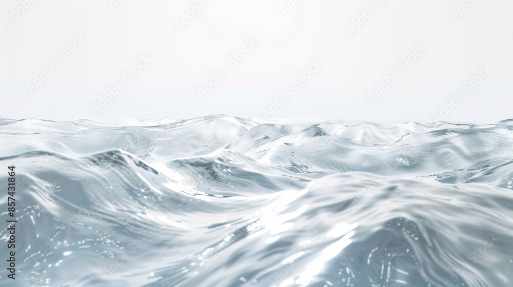 Poster a close-up view of a water surface with gentle waves and shimmering reflections.