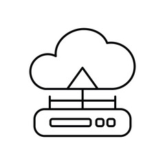 Hosting outline icon. Cloud computing icon outline. Vector illustration. Containing cloud computing, download, data, edge computing, api, security system, server, upload, idea.