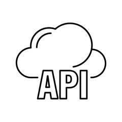 Api integration icon. API sign with cloud icon. Monochrome simple sign from app development collection. Api integration icon for logo, templates, web design and infographics.