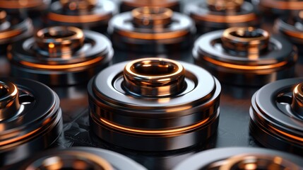 Metallic Rings with Glowing Orange Edges