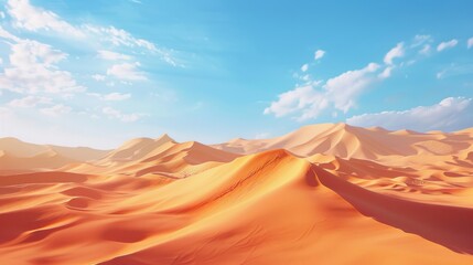 Naklejka premium Expansive Desert Landscape Under a Blue Sky
