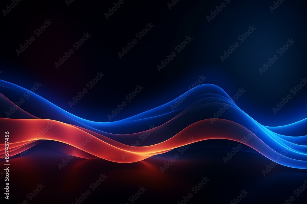Poster dynamic neon waves on dark background - abstract liquid motion gradient design for banners and wallp