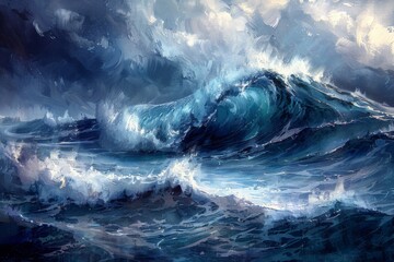 Stormy Ocean Waves Digital Art