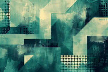 Abstract Geometric Art in Teal and Green