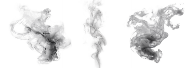 Grey smoke on the transparent background. Cigarette quitting concept. Air pollution idea