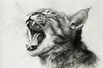 Yawning Cat Illustration