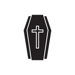 Coffin with cross icon design, isolated on white background, vector illustration