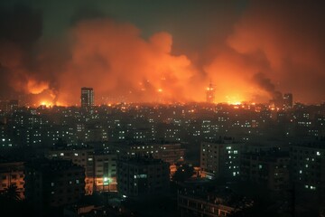 City on Fire at Night