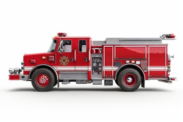 Red Firetruck on White Background