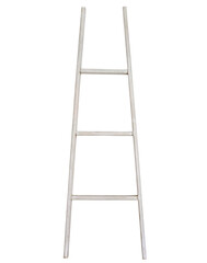 Old white painted wooden ladder isolated cutout on transparent