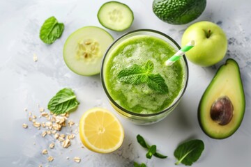 Healthy Green Smoothie with Fresh Ingredients