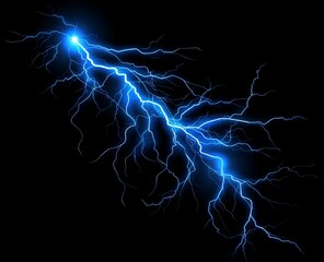 Blue lightning bolt on black background 