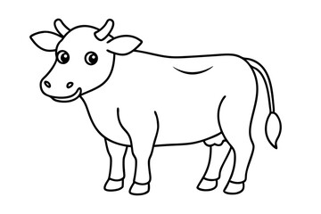 funny cute cow doodle line art vector illustration