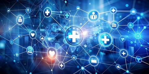  Digital healthcare network connection. technology background.AI GENERATED
