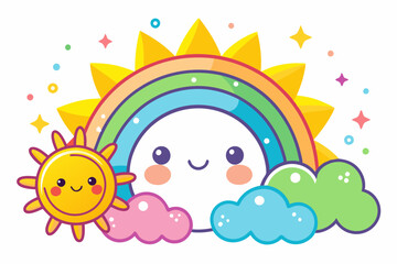 rainbows and suns vector illustration