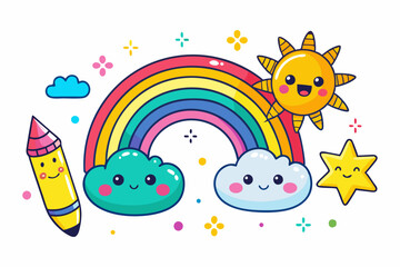 rainbows and suns vector illustration