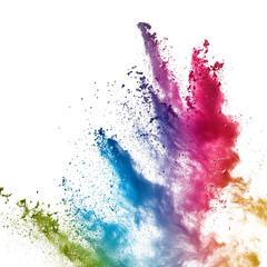 Bunte Explosion: Farbpulverkunst auf weißer Leinwand
