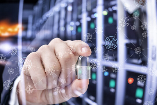 Concept of security system installation in server room . - Powered by Adobe