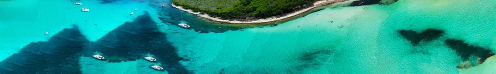 Panoramic aerial view of Sakarun Beach near Zadar, Croatia