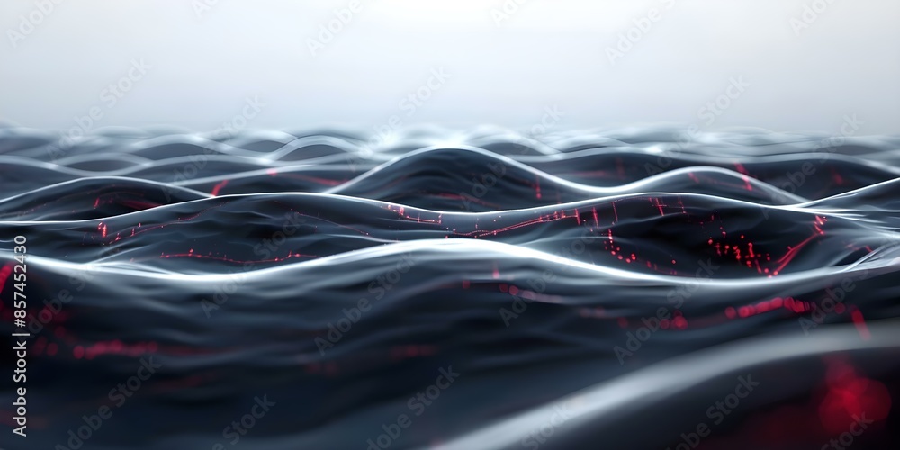 Poster data mirage digital landscape with distorted data streams resembling heat waves. concept digital art